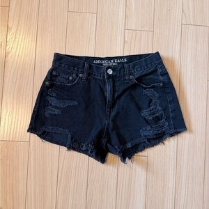 American Eagle Outfitters Black Distressed Jean Shorts